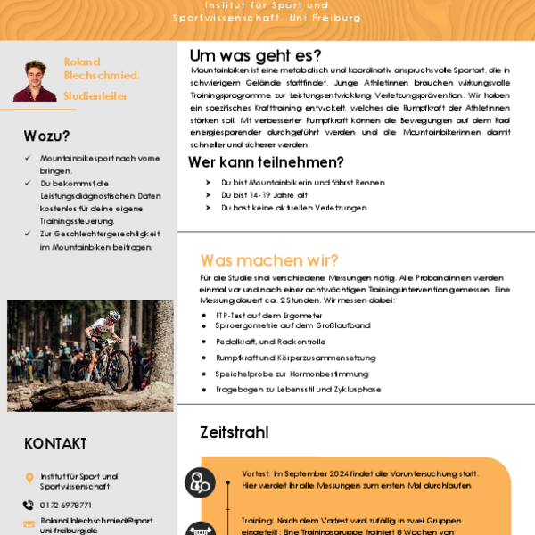 MTB Core für Mädchen ab 14- 19 Jahren Laborstudie der Universität Freiburg